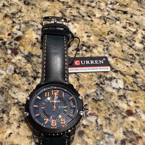 Curren Navy and Orange Watch
